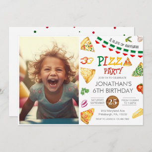 Invitación de cumpleaños de Fiesta Pizza para niño
