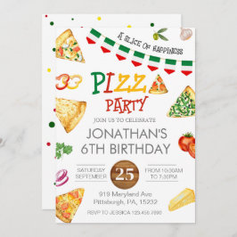 Invitación de cumpleaños de Fiesta Pizza para niño