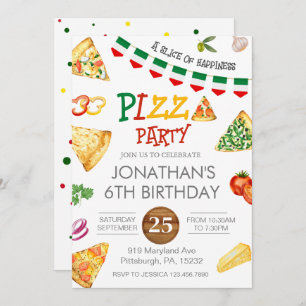 Invitación de cumpleaños de Fiesta Pizza para niño