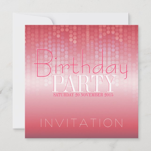 Invitación de cumpleaños de Fiesta rosa brillante  (Anverso)