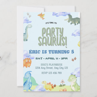 Invitación de cumpleaños de fiesta Saurus Dinosaur