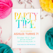 Invitación de cumpleaños de fiesta Tie Dye