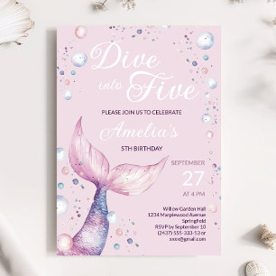 Invitación de cumpleaños de Five Mermaid Girl