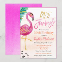 Invitación de cumpleaños de flamenco acuarela para