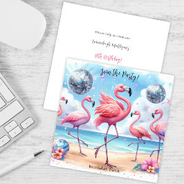 Invitación de cumpleaños de flamenco en la playa