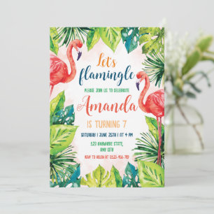 Invitación de cumpleaños de flamenco ¡Flamingleemo