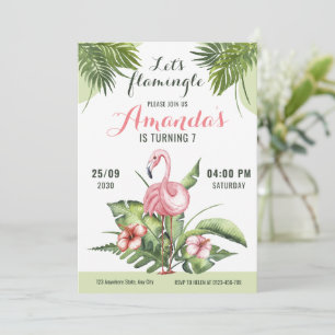 Invitación de cumpleaños de flamenco ¡Flamingleemo