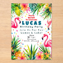 Invitación de cumpleaños de flamenco – Personaliza