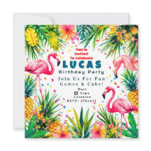 Invitación de cumpleaños de flamenco – Personaliza