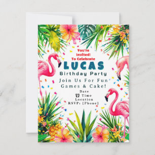 Invitación de cumpleaños de flamenco – Personaliza
