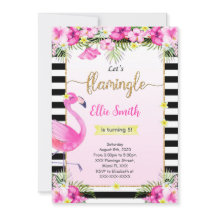 Invitación de cumpleaños de Flamingo editable