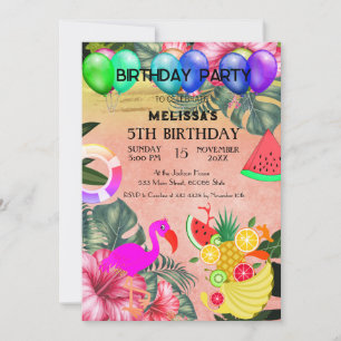 Invitación de cumpleaños de Flamingo, linda invita