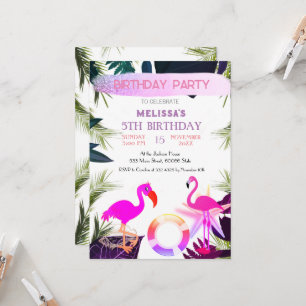 Invitación de cumpleaños de Flamingo, linda invita