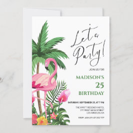 Invitación de cumpleaños de Flamingo Rosa
