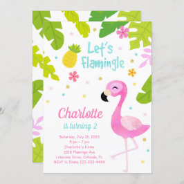 Invitación de cumpleaños de Flamingo Rosa bonito
