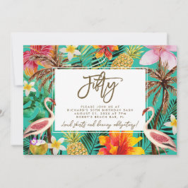 invitación de cumpleaños de flamingo tropical de c