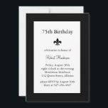 Invitación de cumpleaños de Fleur de Lise<br><div class="desc">Una invitación simple y elegante que es fácil de personalizar para cualquier edad. Se muestra en el documento básico; sin embargo,  recomiendo el peso y la textura del papel de lino.</div>