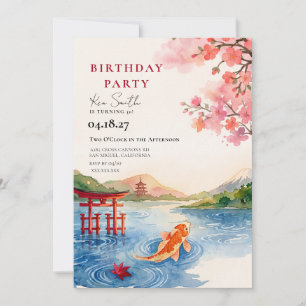 Invitación de cumpleaños de flor de cerezo japones