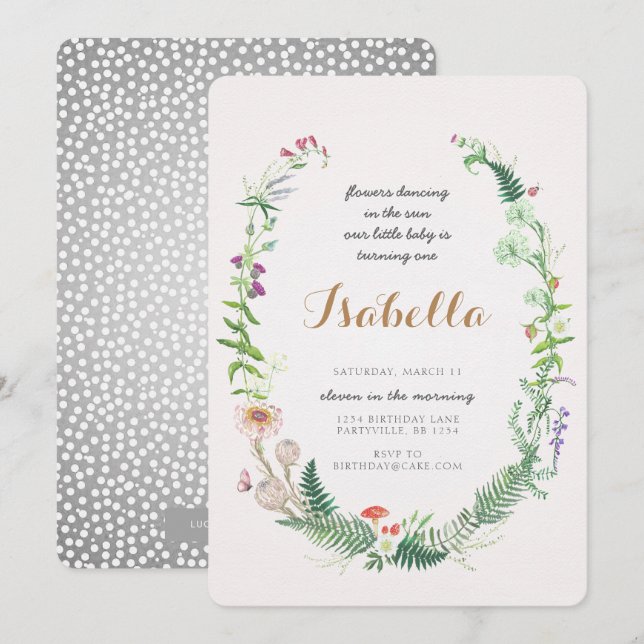 Invitación de cumpleaños de Flor silvestre (Anverso / Reverso)