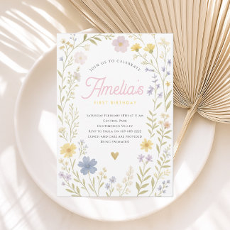 Invitación de cumpleaños de Flor Silvestre Floral