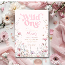 Invitación de cumpleaños de flor silvestre | Rosa