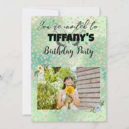 Invitación de cumpleaños de Flor y Mariposa