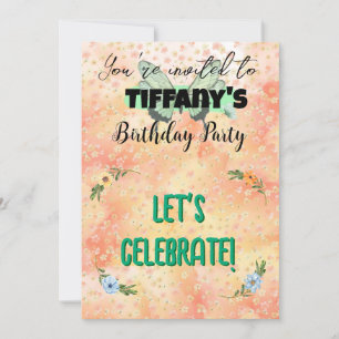 Invitación de cumpleaños de Flor y Mariposa