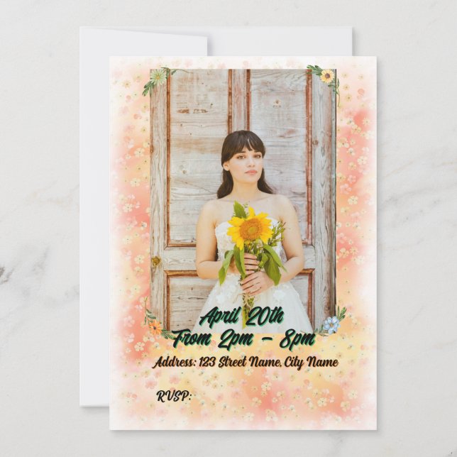 Invitación de cumpleaños de Flor y Mariposa (Reverso)