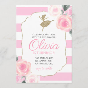 Invitación de cumpleaños de Floral Ballerina