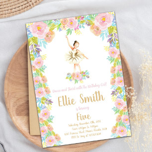 Invitación de cumpleaños de Floral Ballerina
