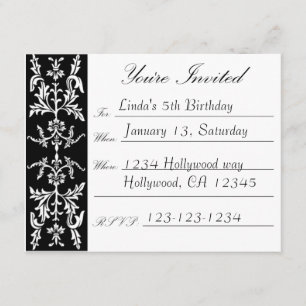Invitación de cumpleaños de Floral Negra