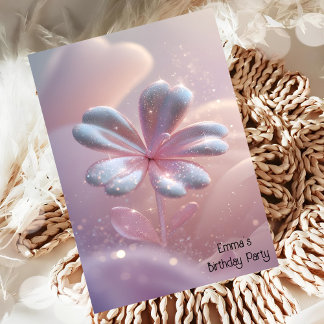 Invitación de cumpleaños de flores de oro rosa mod