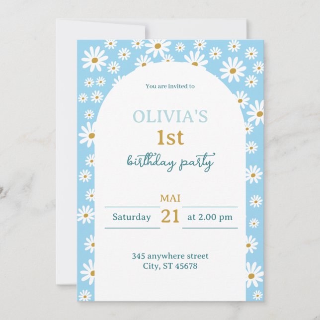 Invitación de cumpleaños de flores de primavera (Anverso)