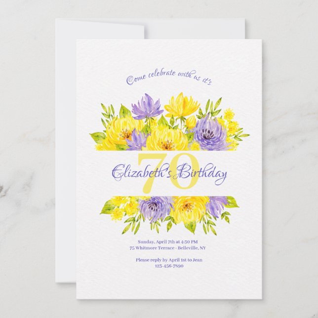 Invitación de cumpleaños de flores de primavera (Anverso)