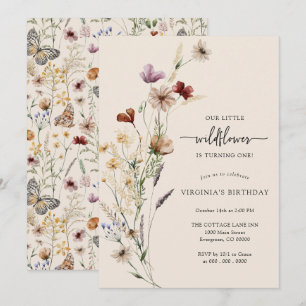 Invitación de cumpleaños de flores silvestres Boho