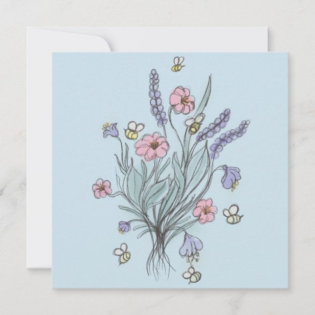 Invitación de cumpleaños de flores silvestres de p (Anverso)