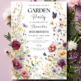 Invitación de cumpleaños de flores silvestres Invi