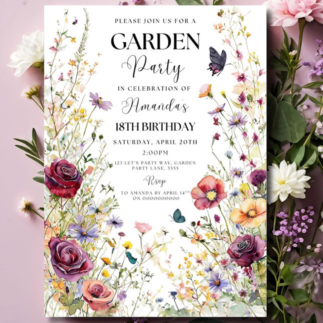 Invitación de cumpleaños de flores silvestres Invi (Subido por el creador)