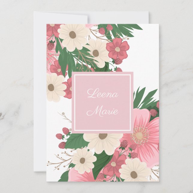 Invitación de cumpleaños de Flores y Berries (Anverso)