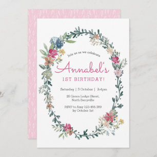 Invitación de cumpleaños de Flower Meadow