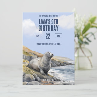 Invitación de cumpleaños de foca gris