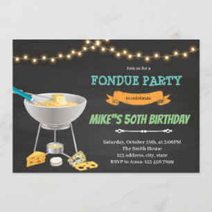 invitación de cumpleaños de fondue de queso