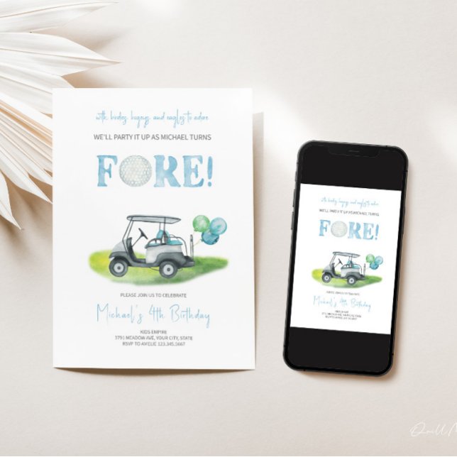 Invitación de cumpleaños de Fore Mini Golf Boy (Subido por el creador)