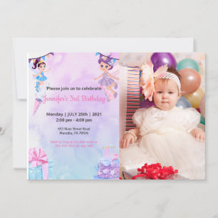 Invitación de cumpleaños de foto divertida de niña