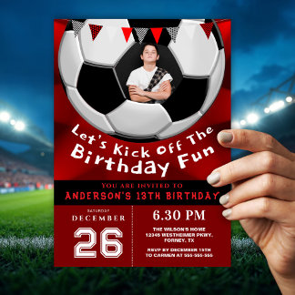 Invitación de cumpleaños de foto personalizada roj