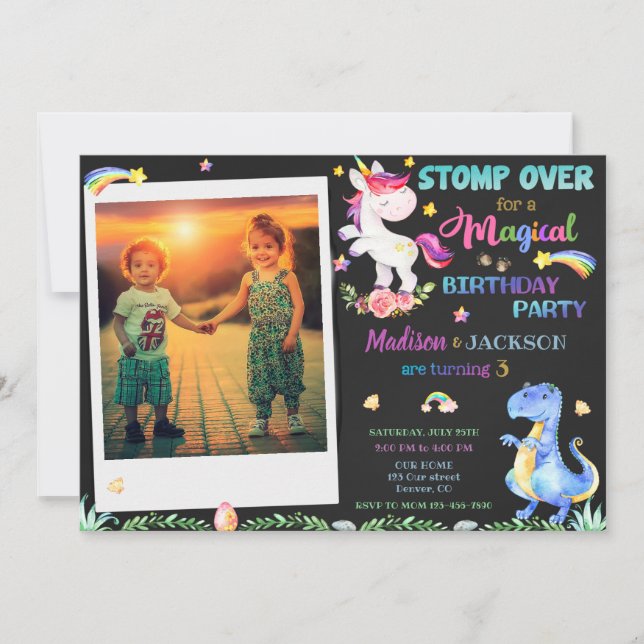 Invitación de cumpleaños de Fotografía Unicornio y (Anverso)