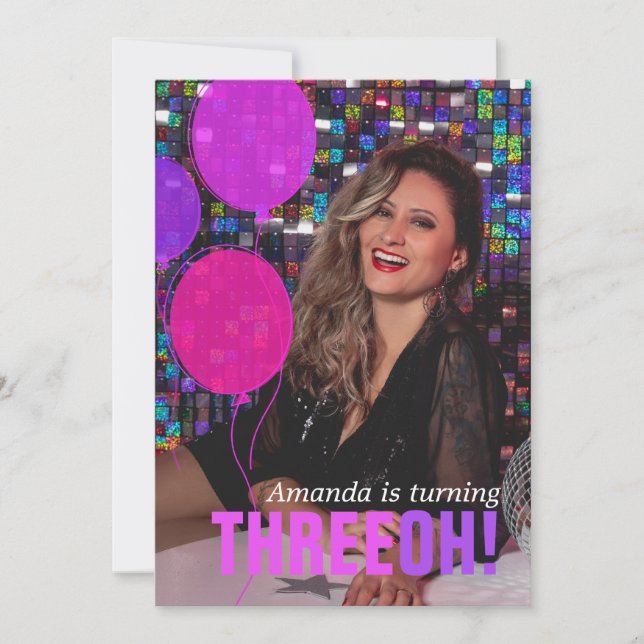Invitación de cumpleaños de fotos del globo 30 th  (Anverso)