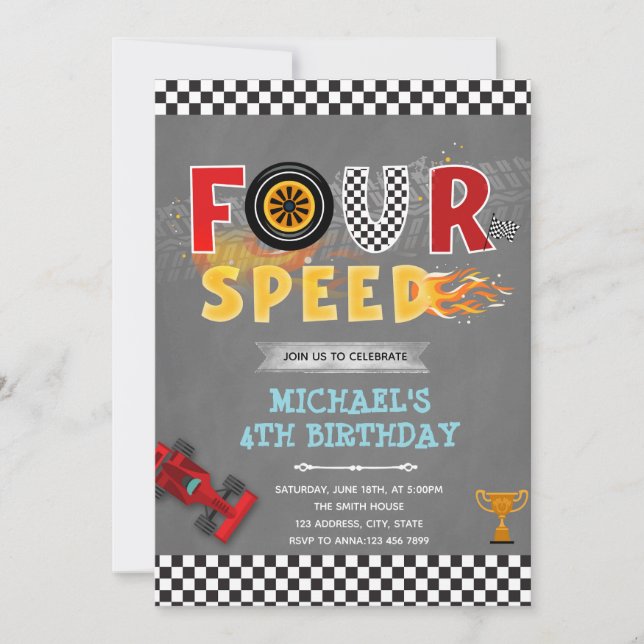 invitación de cumpleaños de FOUR speed (Anverso)