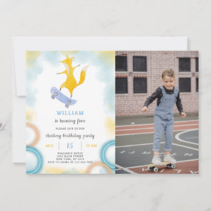 Invitación de cumpleaños de Fox Sking con foto