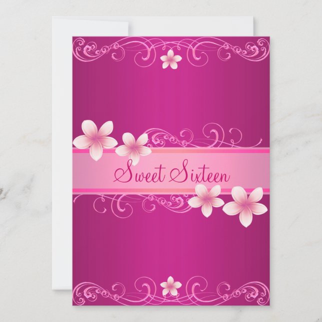Invitación de cumpleaños de Frangipani Sweet16, de (Anverso)